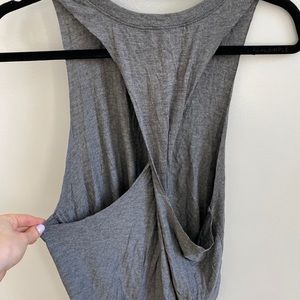 Joah brown twist back muscle tank top